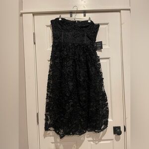 Lulus Black Floral Strapless Formal Dress NWT